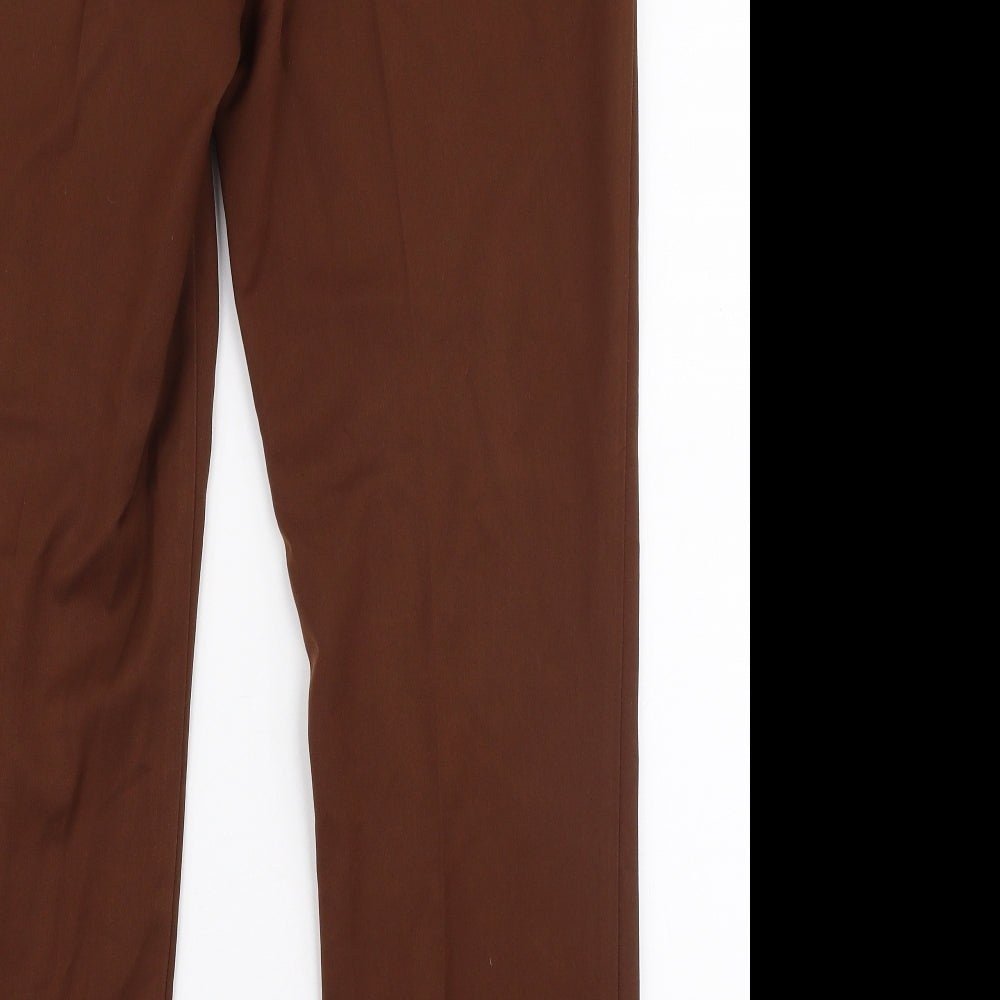 H&M Mens Brown  Polyester Trousers  Size 33 in L28 in Slim Zip