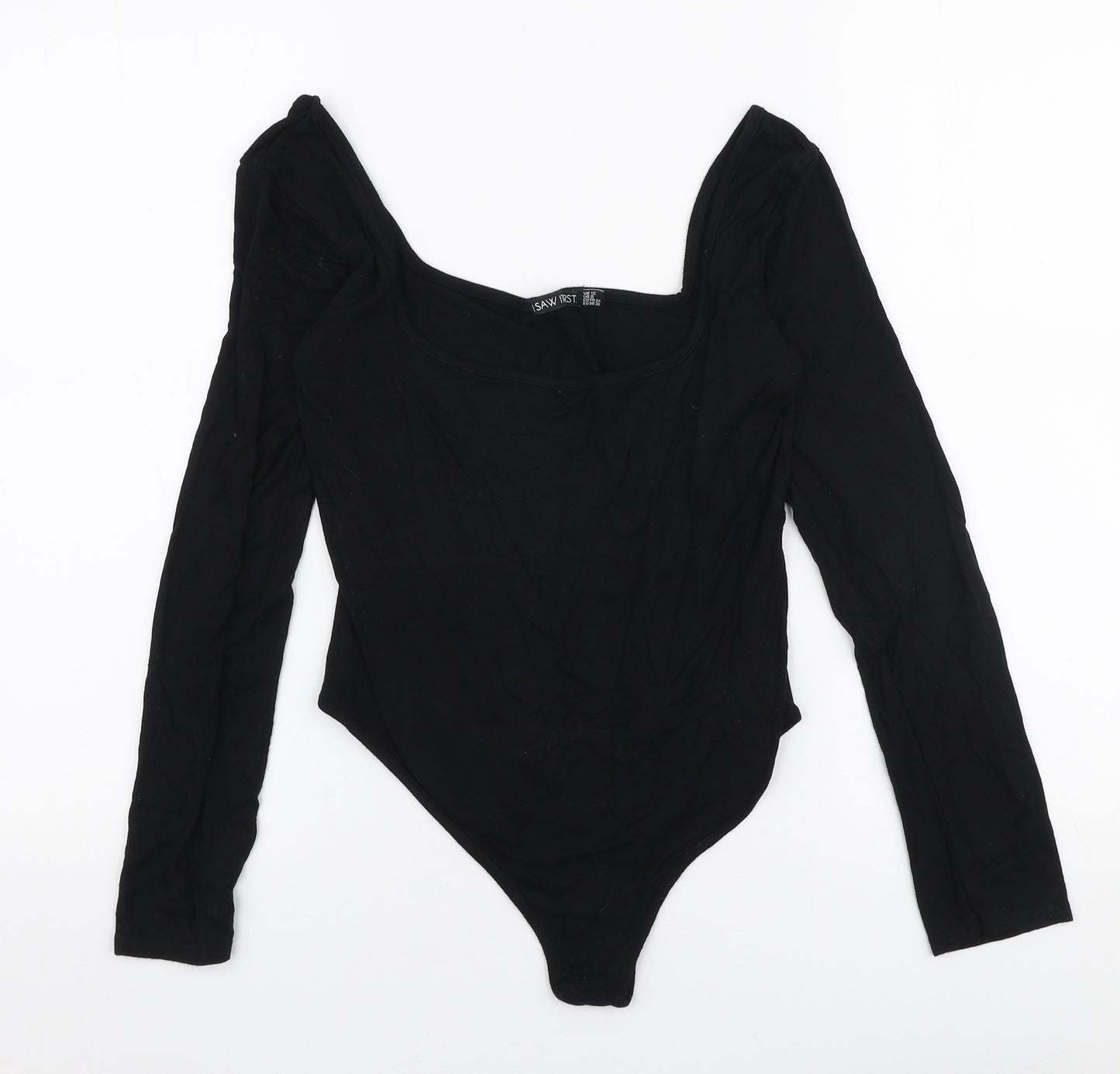 I SAW IT FIRST Womens Black  Viscose Bodysuit One-Piece Size 12  Snap