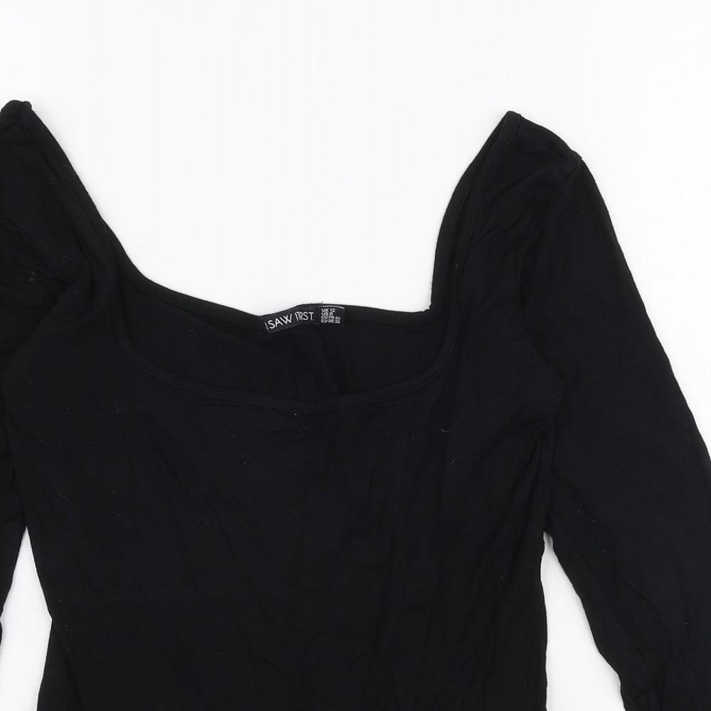 I SAW IT FIRST Womens Black  Viscose Bodysuit One-Piece Size 12  Snap