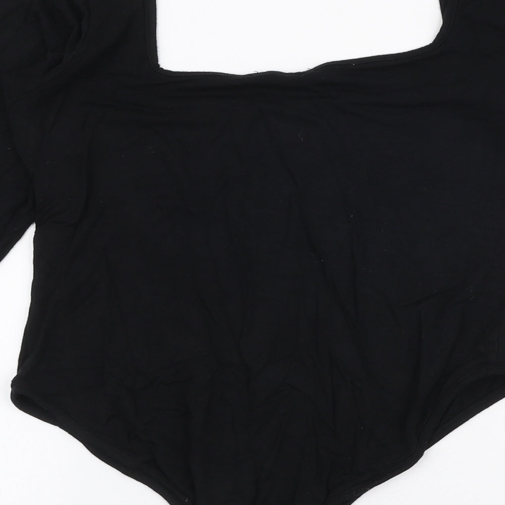 I SAW IT FIRST Womens Black  Viscose Bodysuit One-Piece Size 12  Snap