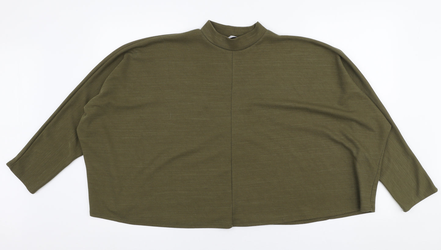 Zara Womens Green  Polyester Jersey T-Shirt Size S High Neck