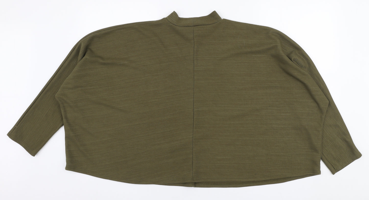 Zara Womens Green  Polyester Jersey T-Shirt Size S High Neck