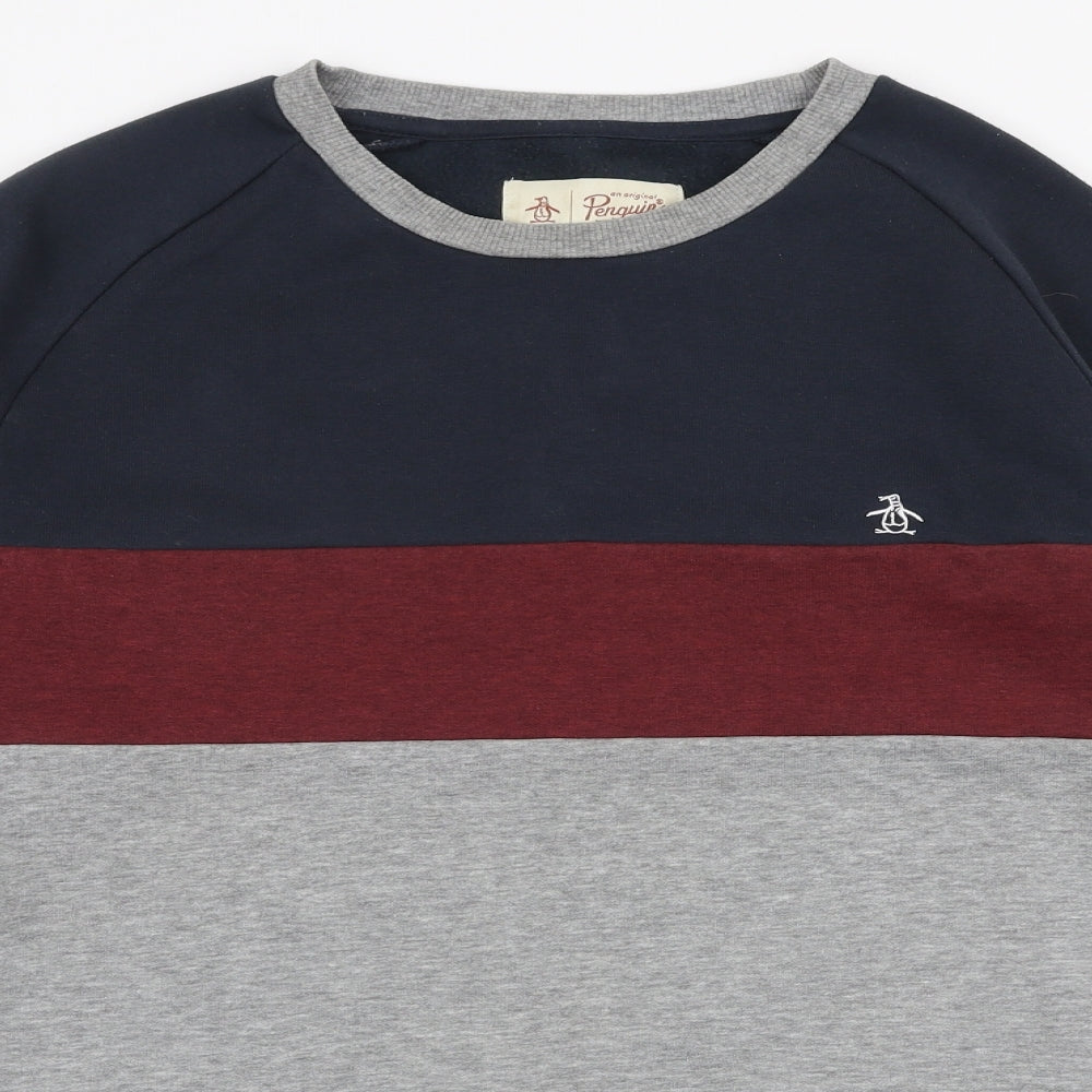 Penguin Mens Blue  Polyester Pullover Sweatshirt Size L