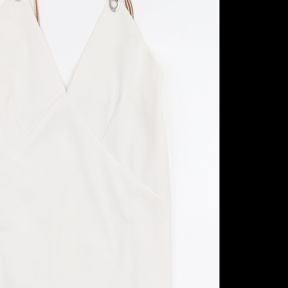 Zara Womens White  Polyester Bodycon  Size M  V-Neck Pullover