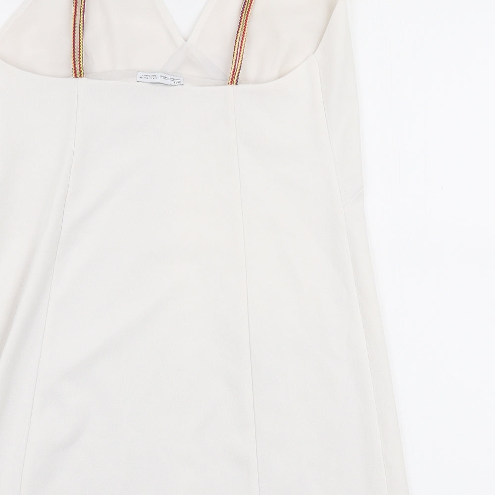 Zara Womens White  Polyester Bodycon  Size M  V-Neck Pullover
