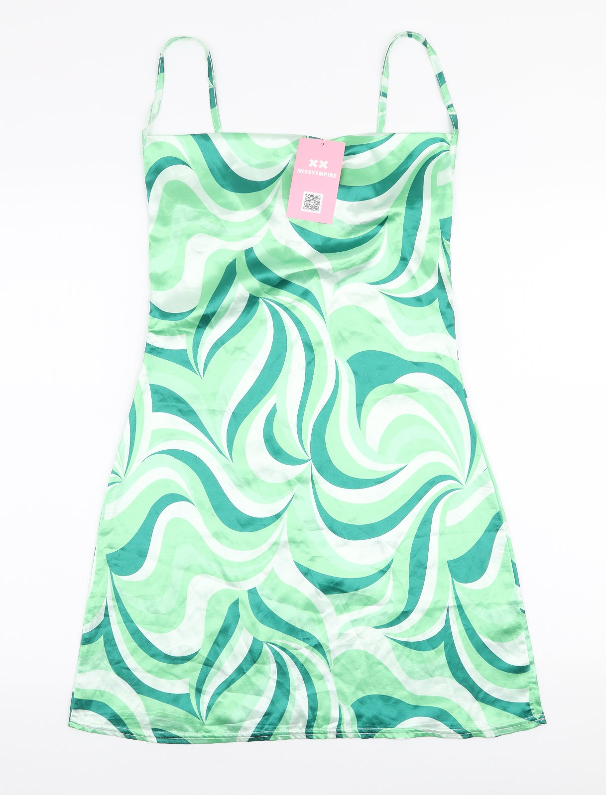 Missy Empire Womens Green Striped Polyester Bodycon  Size 8  High Neck Zip