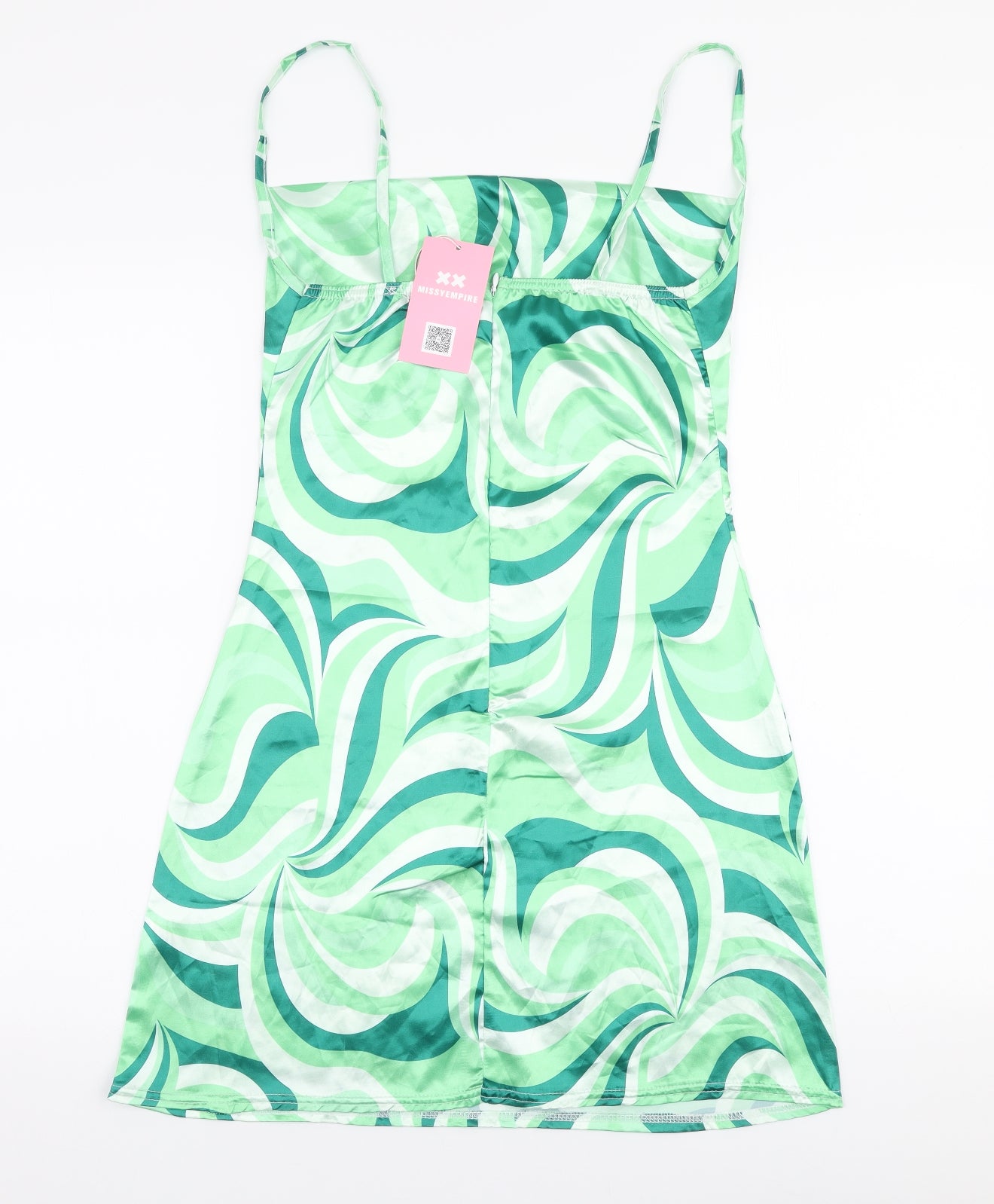 Missy Empire Womens Green Striped Polyester Bodycon  Size 8  High Neck Zip