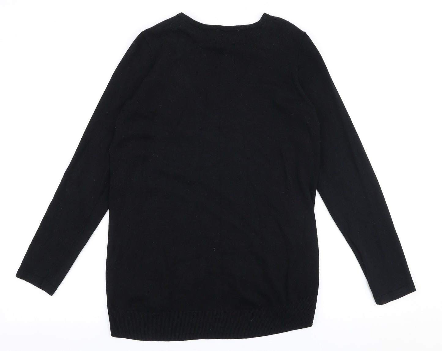 Savida Womens Black V-Neck  Viscose Pullover Jumper Size S