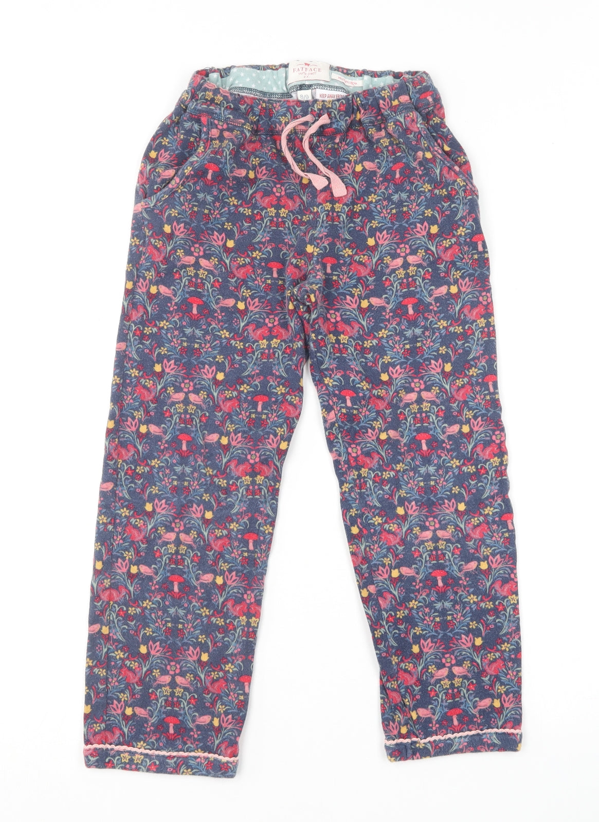 Fat Face Girls Multicoloured Geometric Cotton Jogger Trousers Size 8-9 Years