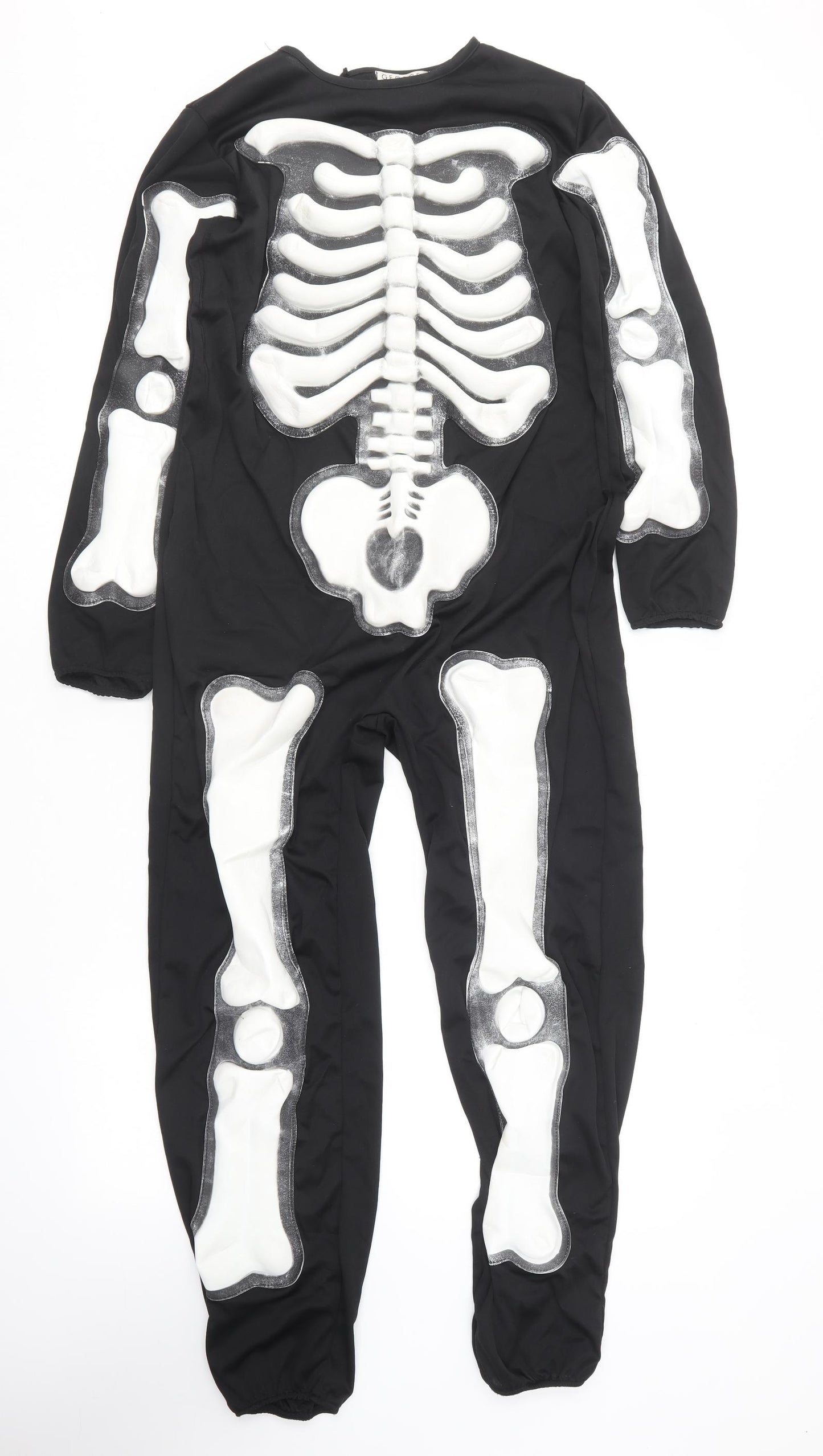 George Girls Black  Polyester Jumpsuit One-Piece Size 12-13 Years   - Skeleton Fancy Dress