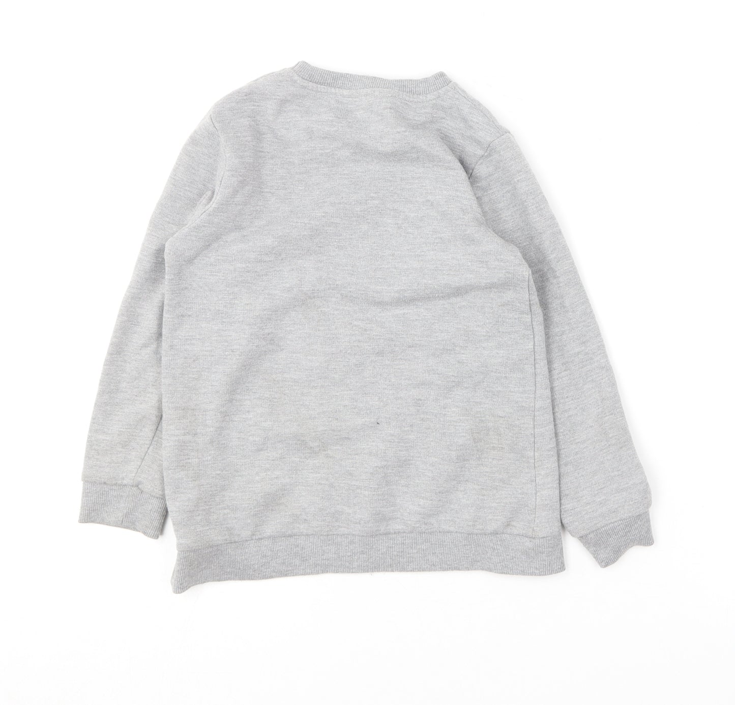 Primark Girls Grey Round Neck  Polyester Pullover Jumper Size 7-8 Years   - Unicorn