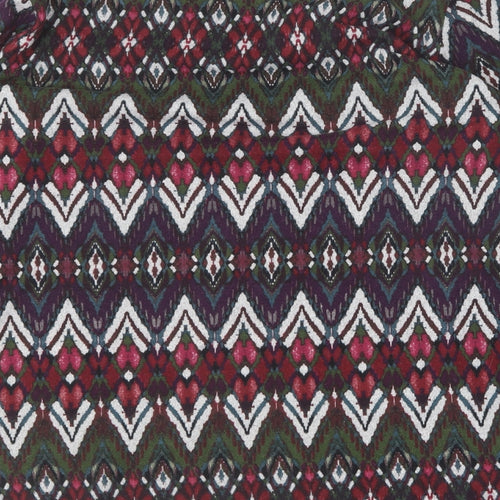Tacera Womens Multicoloured V-Neck Geometric Polyester Pullover Jumper Size XL