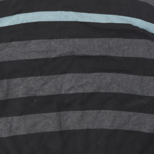 Thomas Nash Mens Grey Round Neck Striped Cotton Pullover Jumper Size L
