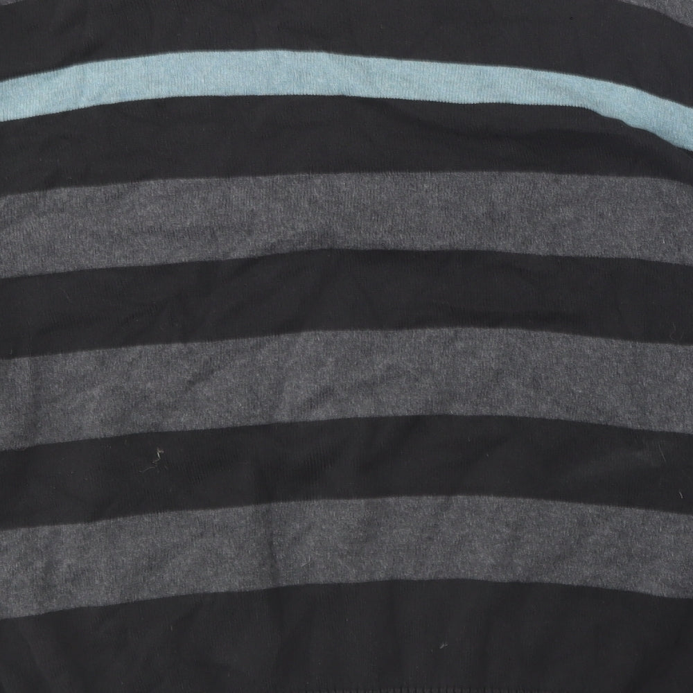 Thomas Nash Mens Grey Round Neck Striped Cotton Pullover Jumper Size L