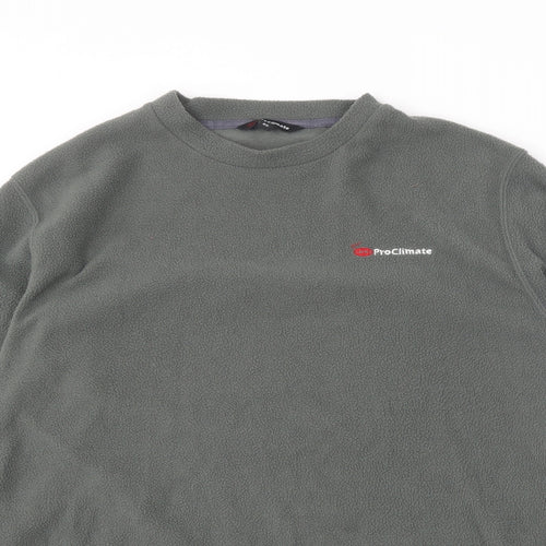 Pro Climate Mens Green Round Neck  Polyester Pullover Jumper Size XS