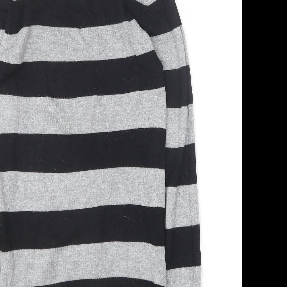 Papaya Womens Black Roll Neck Striped Viscose Pullover Jumper Size 8