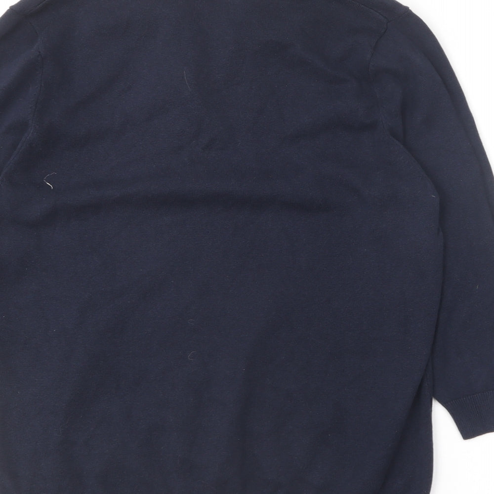 TU Womens Blue Collared  Cotton Pullover Jumper Size 16