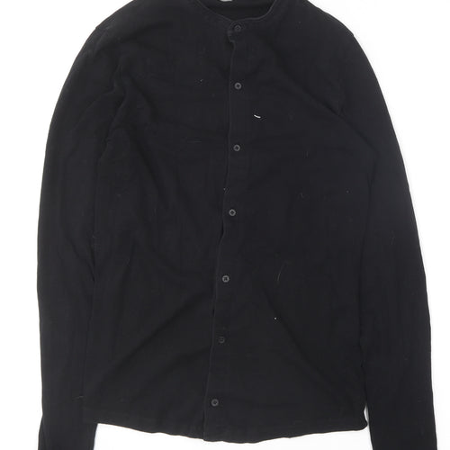 ASOS Mens Black  Cotton  Button-Up Size M Round Neck