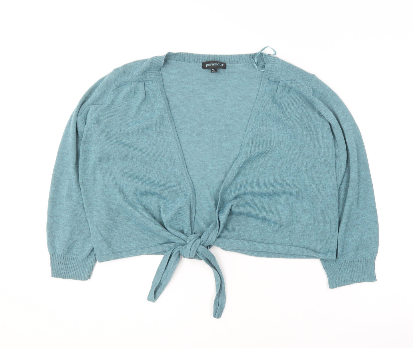 Paramour Womens Blue V-Neck  Polyester Cardigan Jumper Size XL