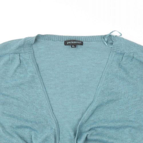 Paramour Womens Blue V-Neck  Polyester Cardigan Jumper Size XL