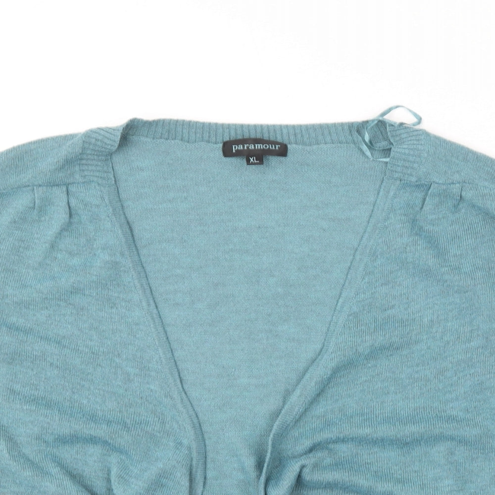 Paramour Womens Blue V-Neck  Polyester Cardigan Jumper Size XL