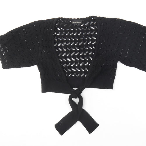 Warehouse Womens Black V-Neck  Acrylic Cardigan Jumper Size 8