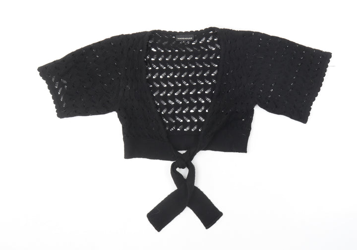 Warehouse Womens Black V-Neck Acrylic Cardigan Jumper Size 8