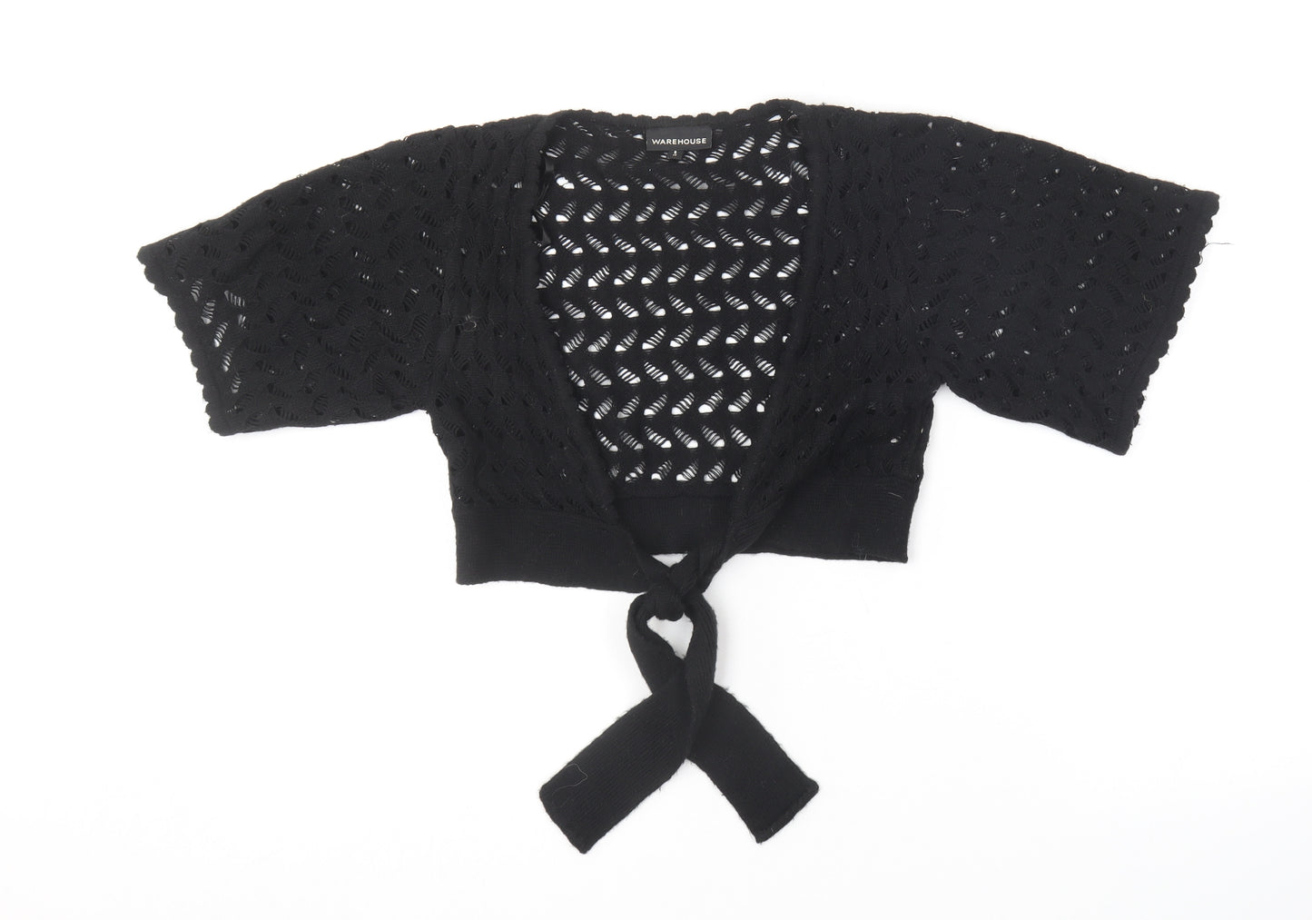 Warehouse Womens Black V-Neck  Acrylic Cardigan Jumper Size 8