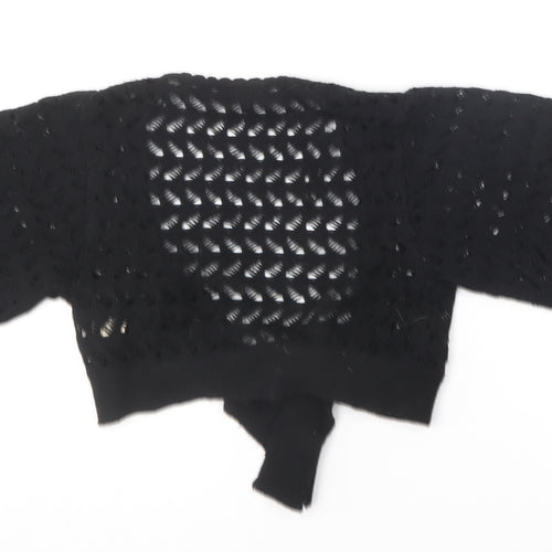Warehouse Womens Black V-Neck  Acrylic Cardigan Jumper Size 8