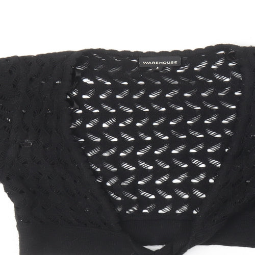 Warehouse Womens Black V-Neck  Acrylic Cardigan Jumper Size 8