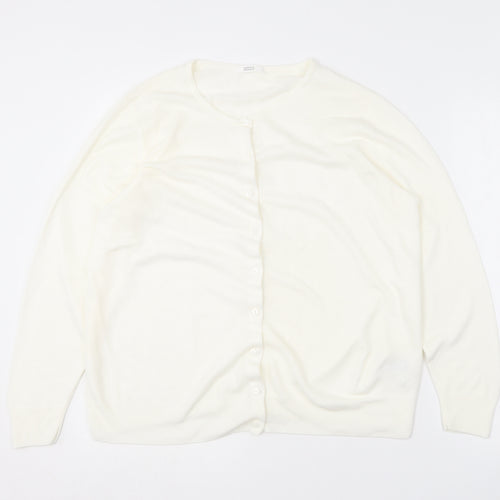 Marks and Spencer Womens Ivory Round Neck  Acrylic Cardigan Jumper Size 20