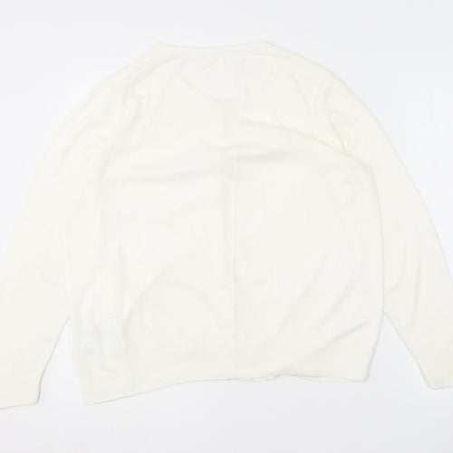 Marks and Spencer Womens Ivory Round Neck  Acrylic Cardigan Jumper Size 20
