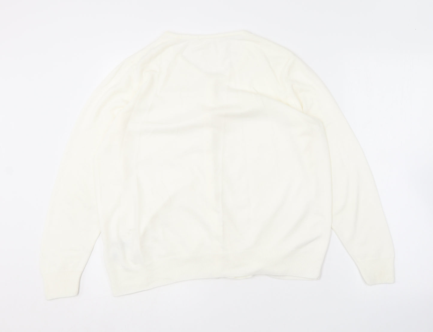 Marks and Spencer Womens Ivory Round Neck  Acrylic Cardigan Jumper Size 20