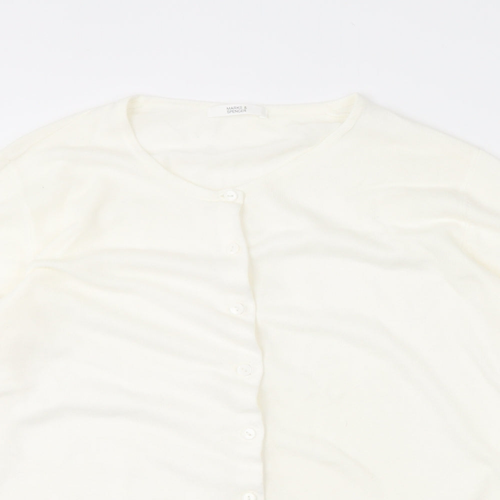 Marks and Spencer Womens Ivory Round Neck  Acrylic Cardigan Jumper Size 20