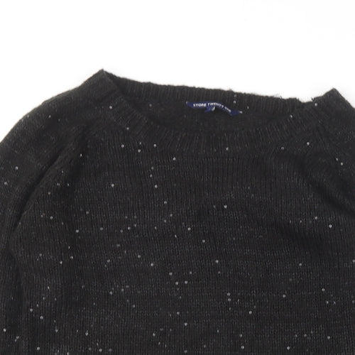 Store Twenty One Womens Black Round Neck  Acrylic Pullover Jumper Size M