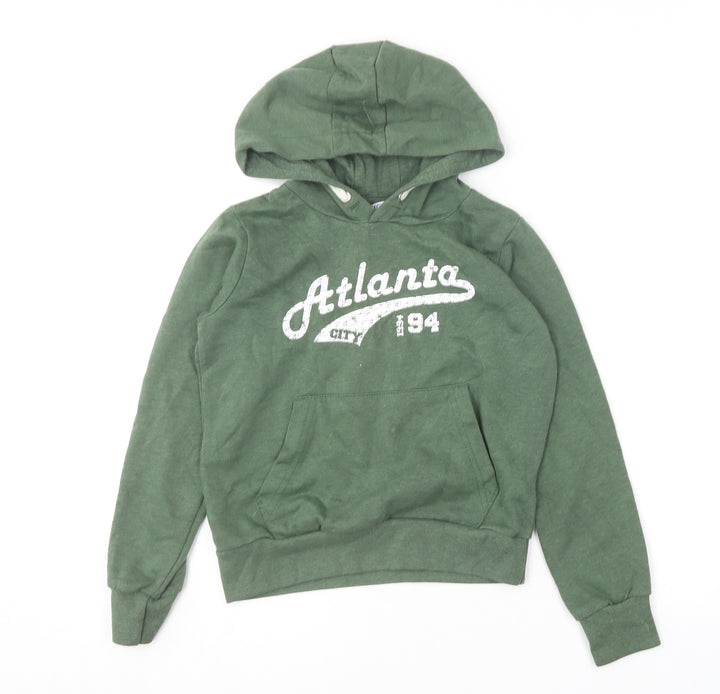 The Kids Division Boys Green  Cotton Pullover Hoodie Size 7-8 Years