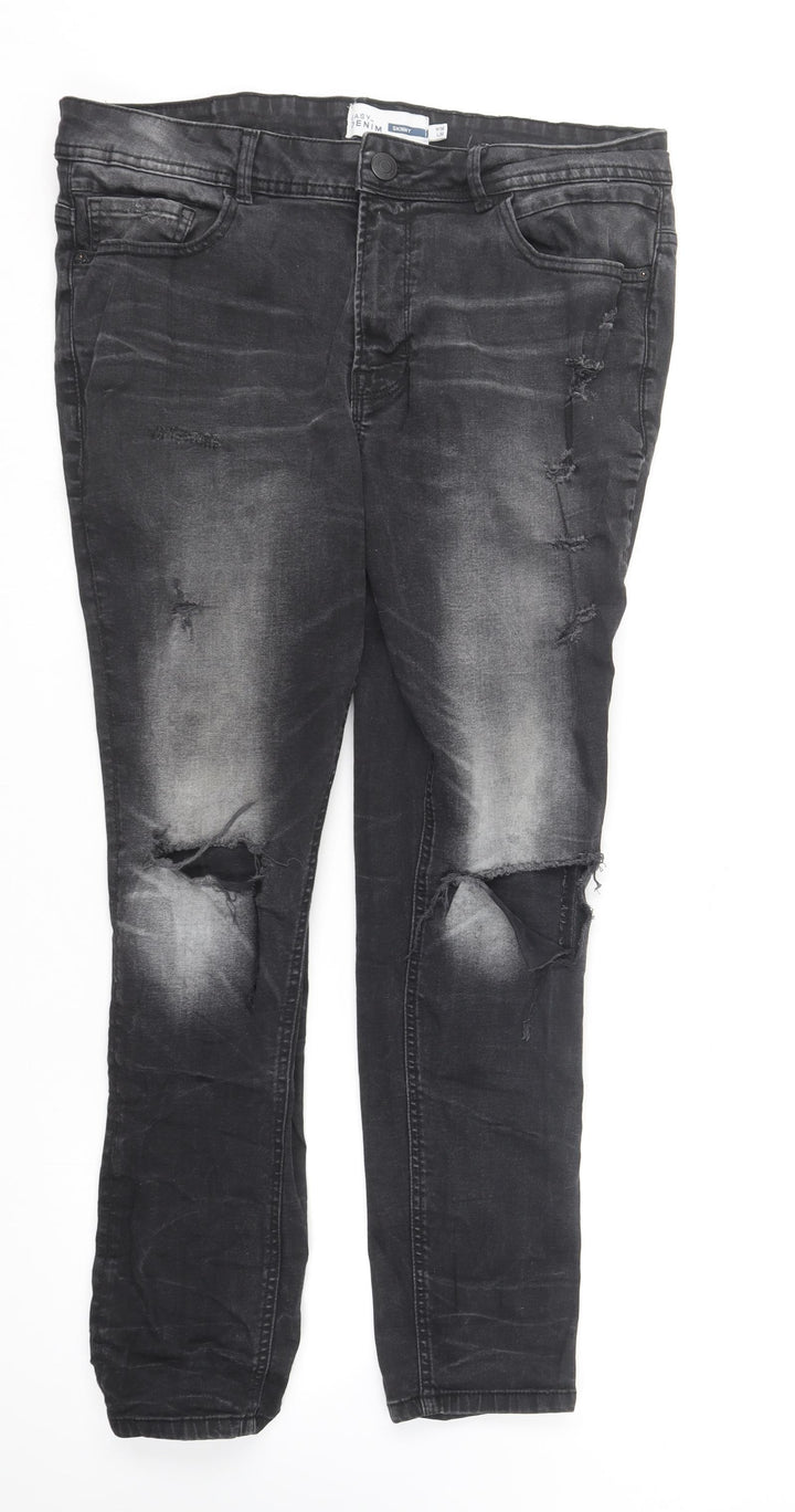 Matalan Womens Black  Cotton Skinny Jeans Size 36 in L30 in Regular