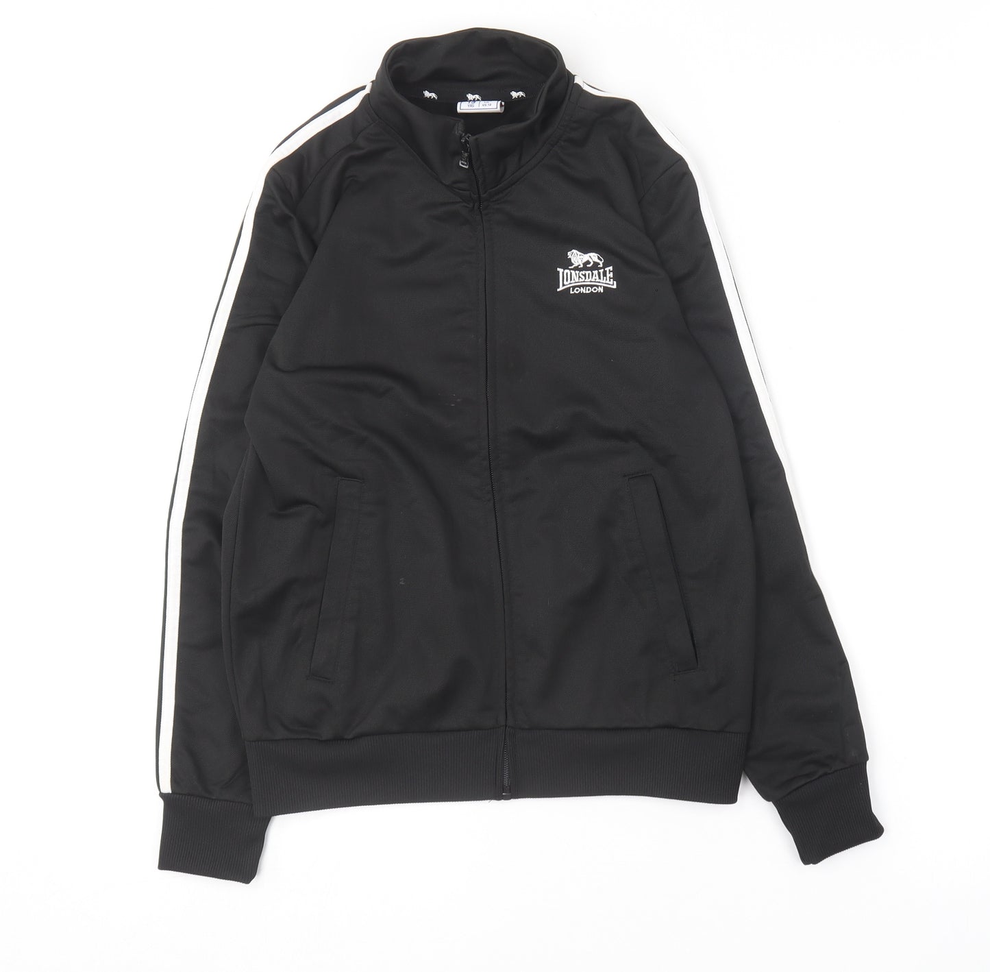 Lonsdale Boys Black  Polyester Full Zip Sweatshirt Size 13 Years
