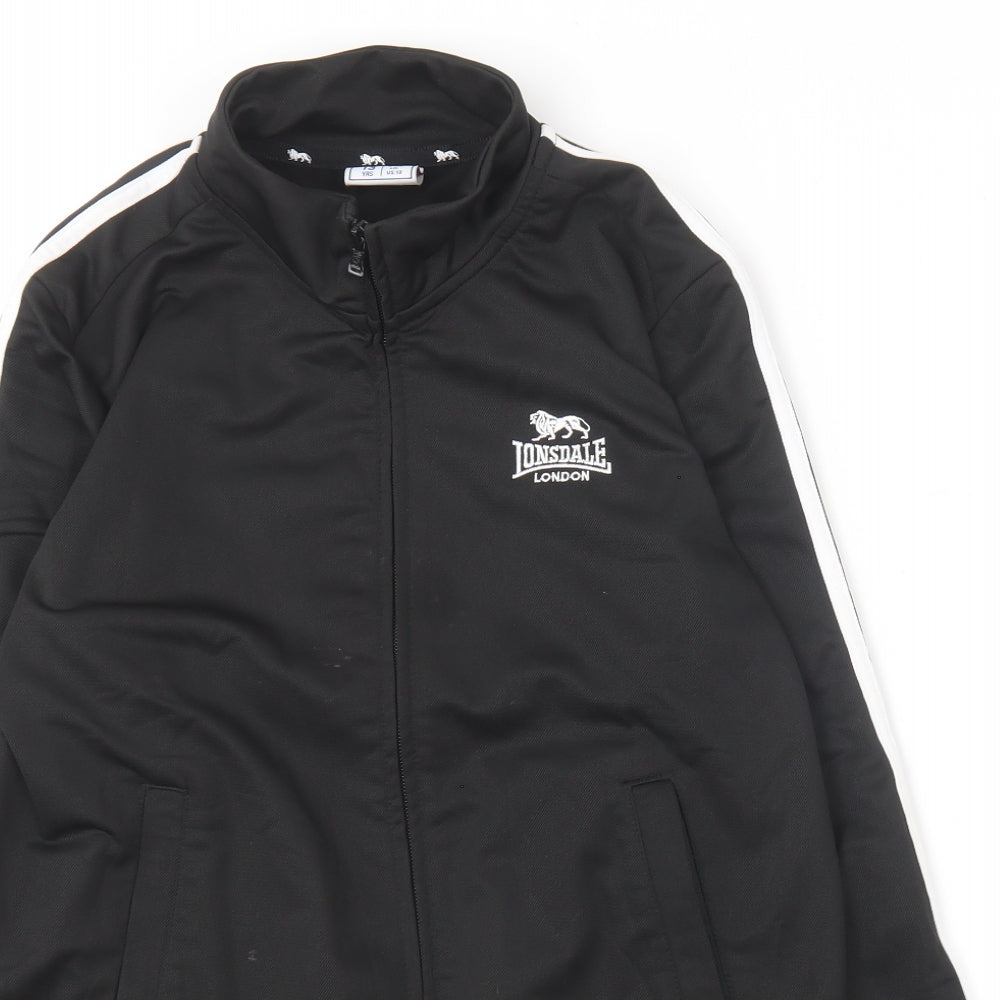 Lonsdale Boys Black  Polyester Full Zip Sweatshirt Size 13 Years