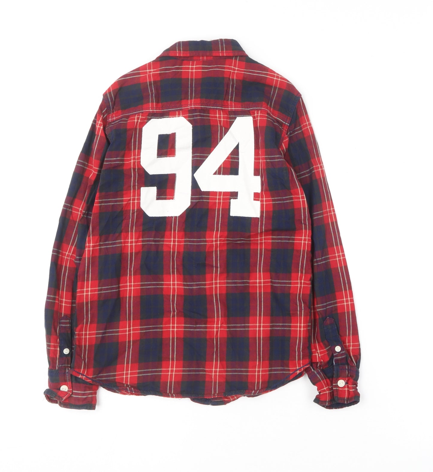 H&M Boys Multicoloured Plaid Cotton Basic Button-Up Size 8-9 Years Collared
