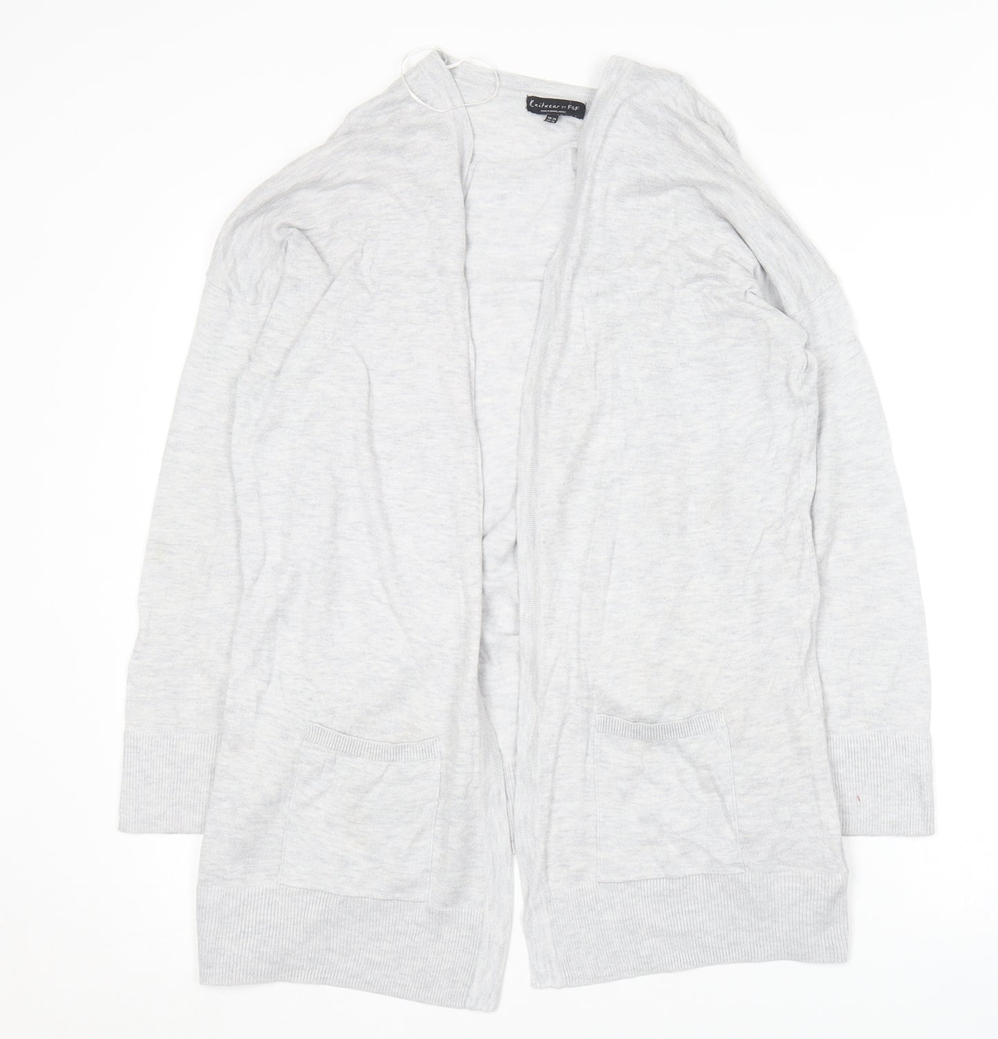 F&F Womens Grey V-Neck  Polyester Cardigan Jumper Size 20