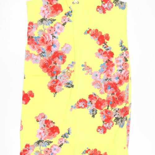 Joules Womens Yellow Floral Cotton Maxi  Size 18  V-Neck