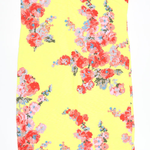 Joules Womens Yellow Floral Cotton Maxi  Size 18  V-Neck
