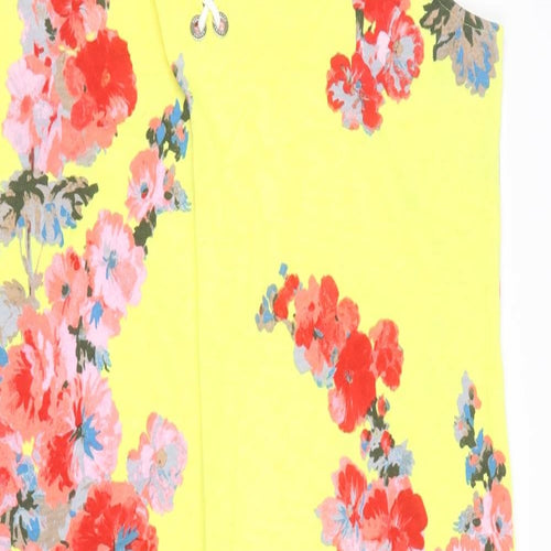 Joules Womens Yellow Floral Cotton Maxi  Size 18  V-Neck