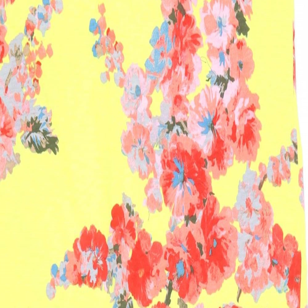 Joules Womens Yellow Floral Cotton Maxi  Size 18  V-Neck