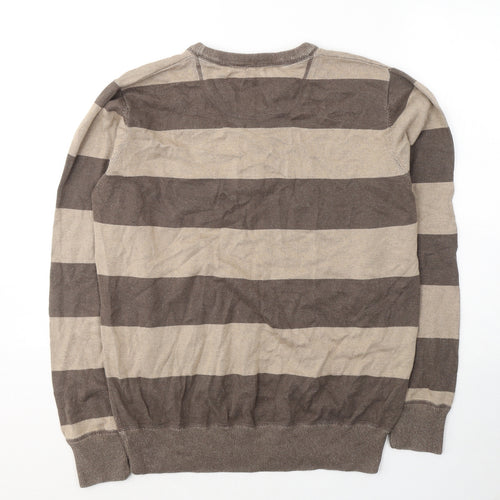 Burton Mens Beige V-Neck  Cotton Pullover Jumper Size L