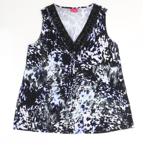 Together Womens Multicoloured Geometric Polyester Basic Blouse Size 14 V-Neck