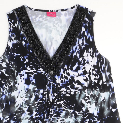 Together Womens Multicoloured Geometric Polyester Basic Blouse Size 14 V-Neck