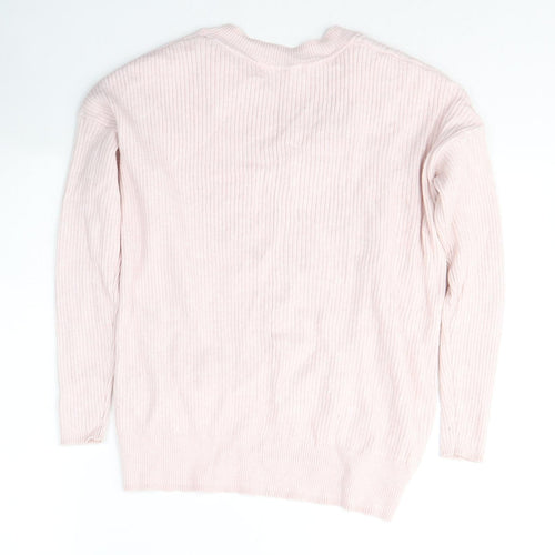George Womens Pink V-Neck  Viscose Pullover Jumper Size S