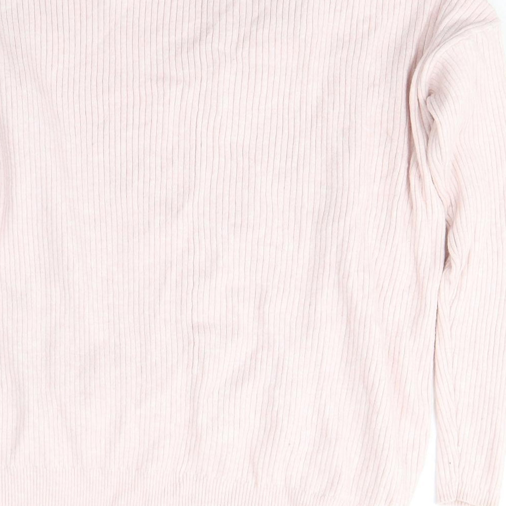 George Womens Pink V-Neck  Viscose Pullover Jumper Size S